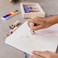 Vista 8 de Melissa & Doug Happy Handles, Sellos con mango de madera, 6 sellos y 6 almohadillas de tinta