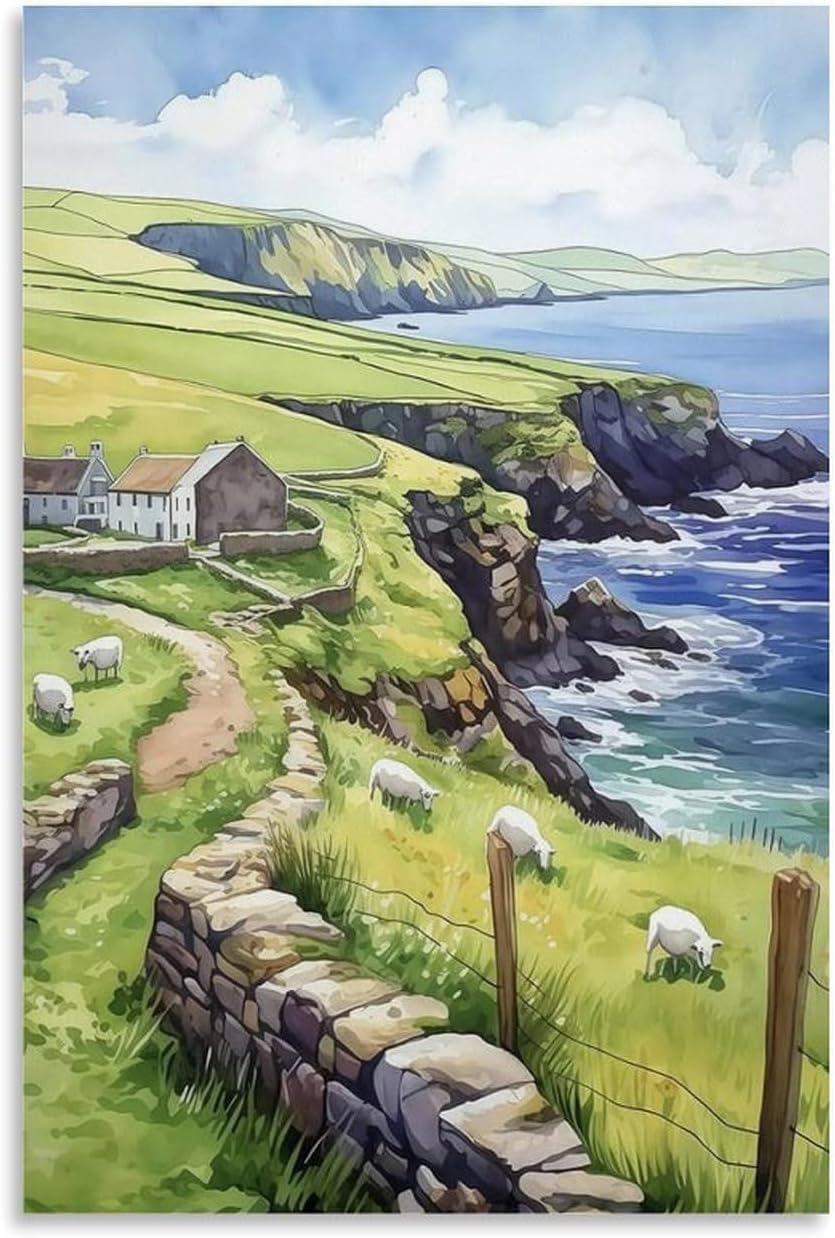 Dingle Peninsula Travel Print Ireland Wall Decor Dingle 08x12inch Unframe-style