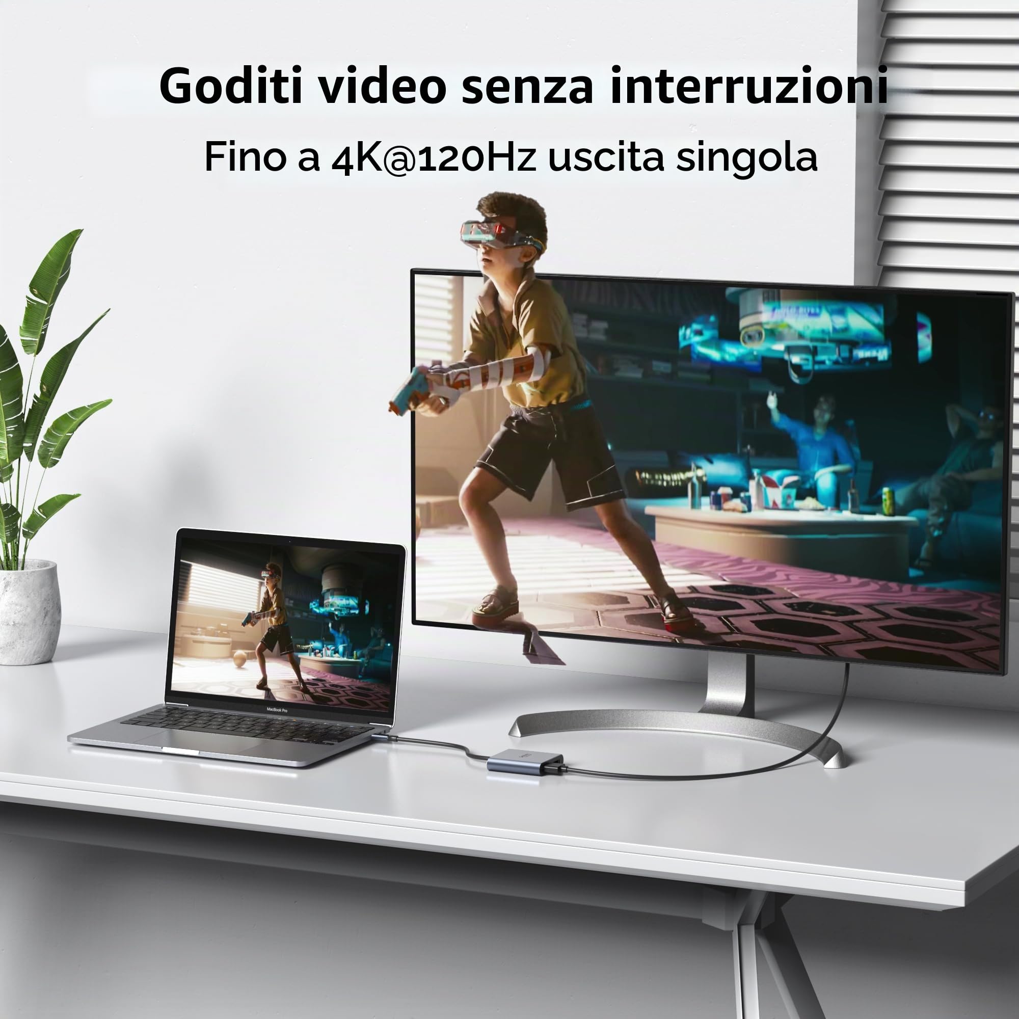 Adattatore da USB C a Dual DP, adattatore da USB C a DisplayPort 1.4 con risoluzioni fino a 4K@120Hz, adattatore da Thunderbolt 3/4 a DisplayPort per Dell HP