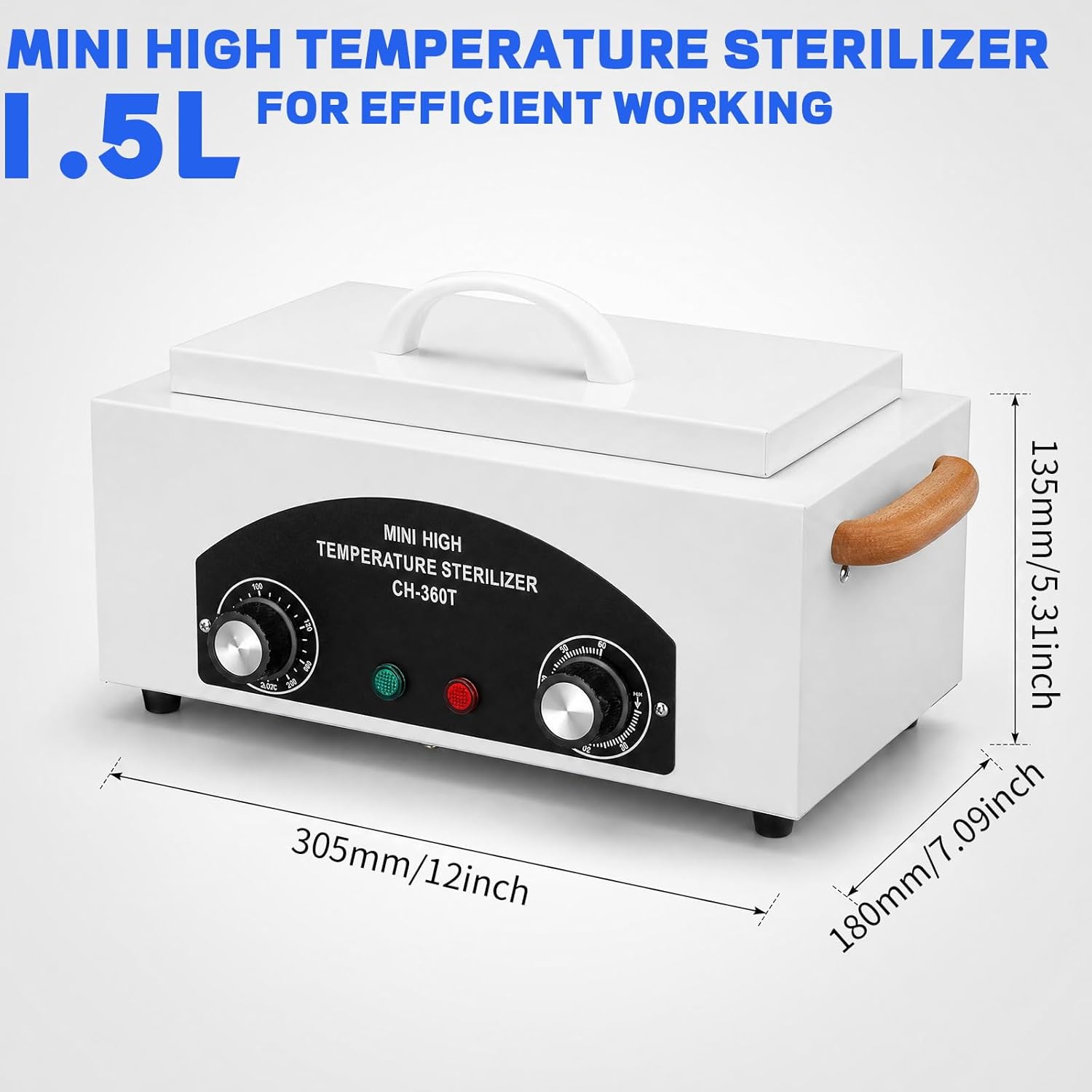 High Temperature Sterilizer Autoclave Machine, 110V 1.5L Metal Tool Cleaner Machine, 300W esterilizador de manicura, Nail Tool Sterilizer with Timer for Sundry Beauty Hair Nail Metal Tools