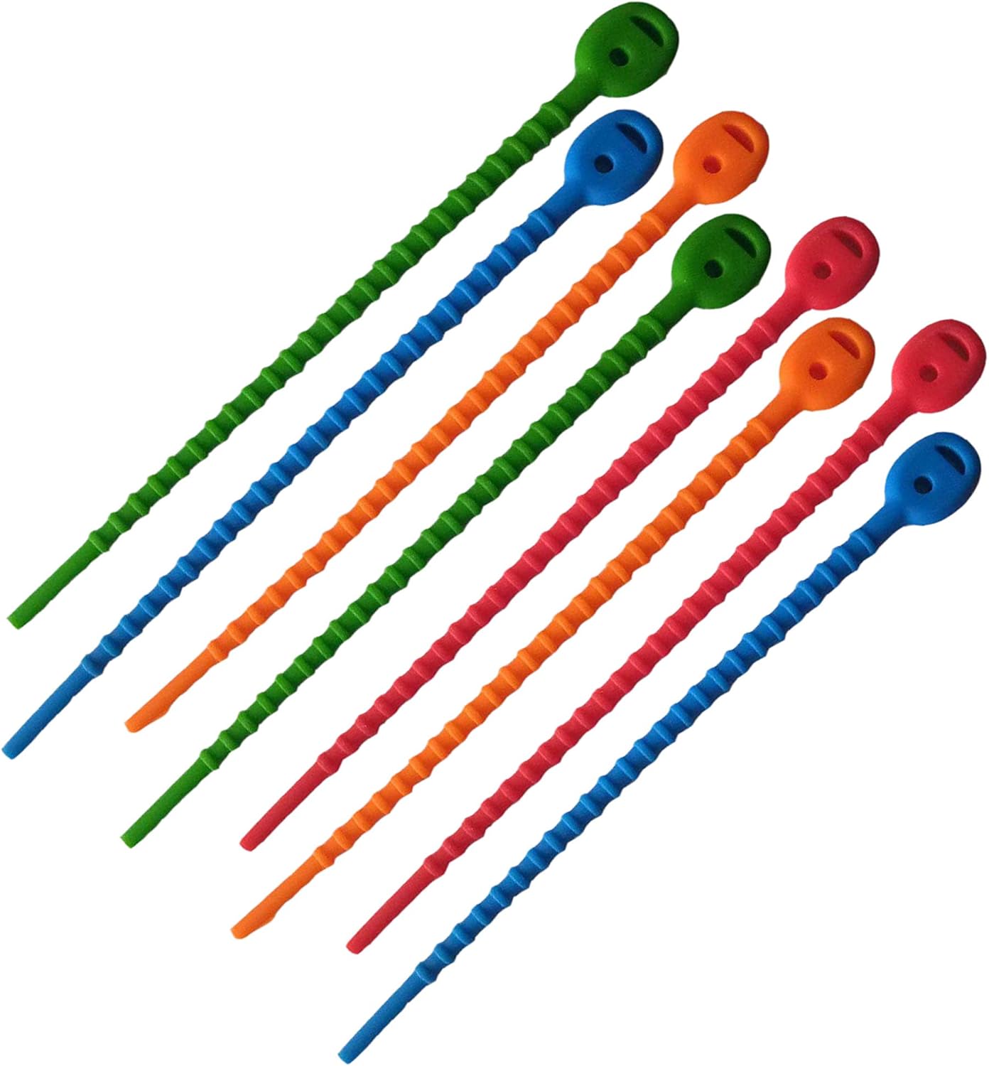 Multi Purpose Silicone Zip Ties - 20 pcs - 6 inch Cable Ties - Double Lock Twist Ties in Multi Color (Red, Blue, Green, Orange) - Extra Hold Reusable Ties for Home, Office from EcoSearene