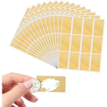 Scratch Stickers Pack of 120 23 x 42 mm Scratch Cards DIY Scratch Labels Self-Adhesive Scratch Label Gold