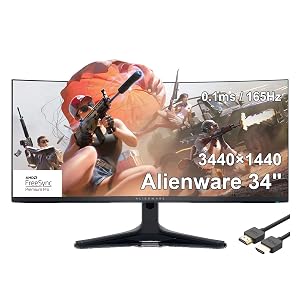 Dell Alienware AW3423DWF 34 Curved Gaming Monitor QD-OLED 3440x1440 165Hz Display 0 1ms Gray-to-Gray 1 07 Billions Colors