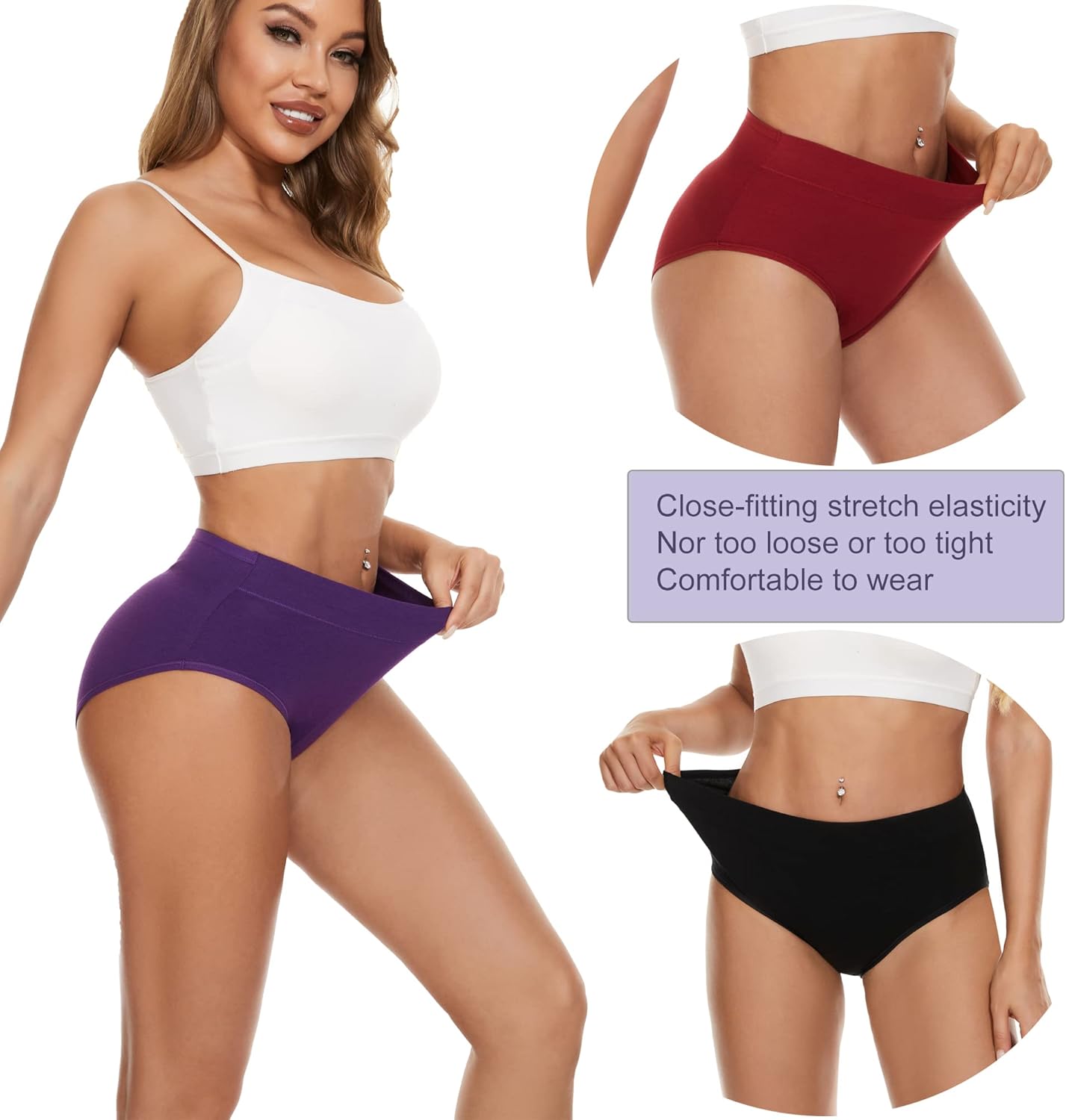 Women's Cotton Underwear Hi Cut Panties for Women Solid Briefs Soft Stretchy Ladies Underpants (5-pack) - Image 4