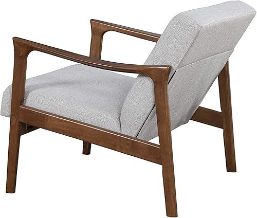 Miniatura 6 de Alpine Furniture Zephyr Silla de salón retro de mediados de siglo con brazo de madera tapizado con respaldo tapizado, 33 pulgadas de ancho x 27.5