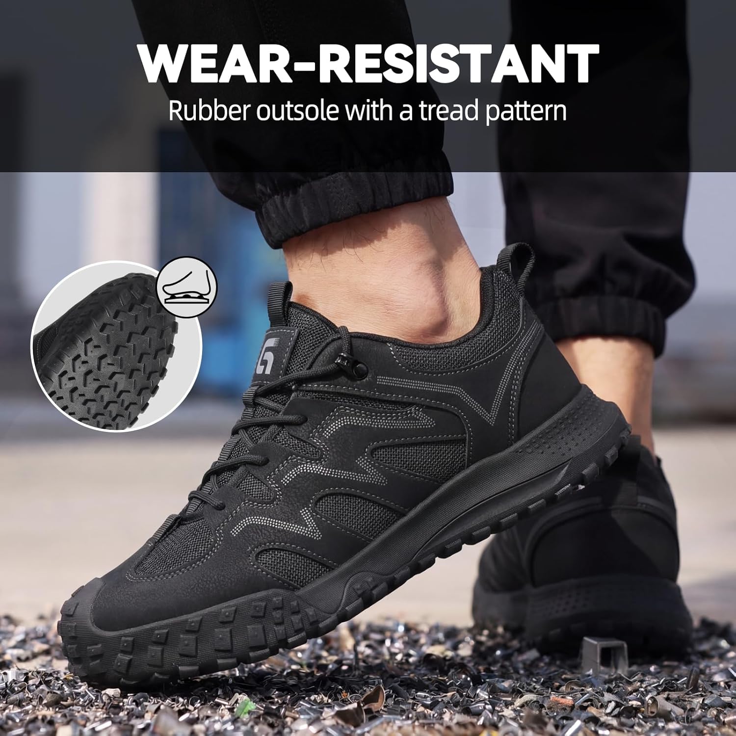Steel Toe Work Shoes For Men, Slip Resistant Safety Shoes with Puncture Protection for Construction Industrial Work, Breathable and Comfortable