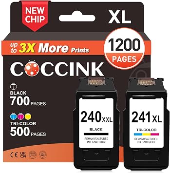 COCCINK 240XL 241XL Ink Cartridges for Canon Pixma MG3620 MG3600 TS5120
