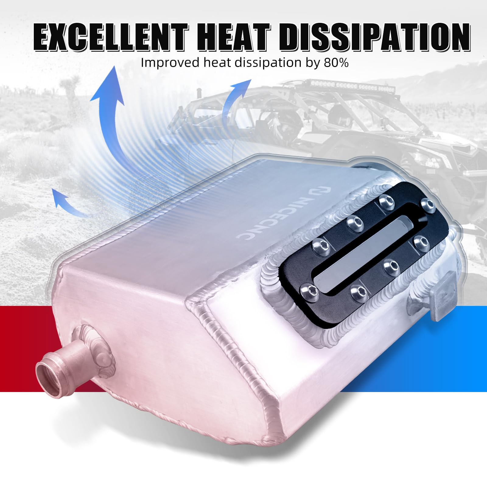 NICECNC Réservoir de refroidissement avec fenêtre visuelle Noir | Compatible avec Can Am Defender HD10 4X4 2016-2018, Maverick 1000 4x4 XRS 2013, voir compatibilités