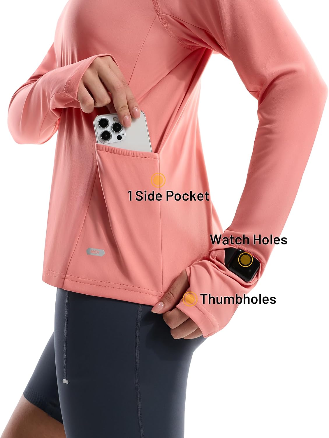 MIER Long Sleeve Sun Shirt for Women - Lightweight UPF 50+ UV Sun Protection Hoodie Quick Dry SPF Tops for Summer Running