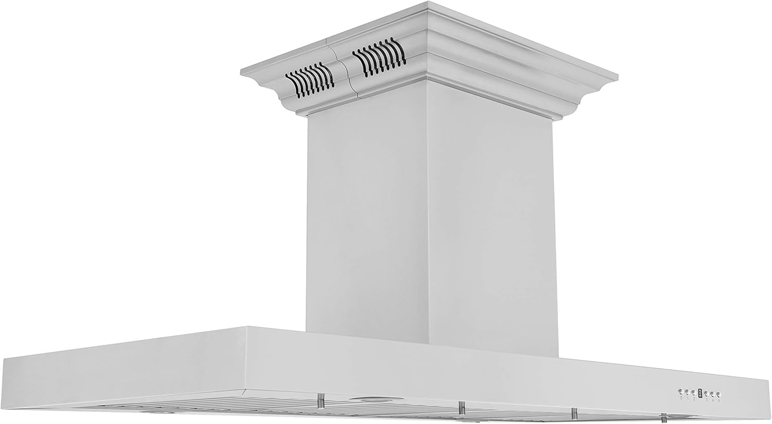 ZLINE 48 in. Island Mount Range Hood in Stainless Steel with Built-in CrownSound Bluetooth Speakers (KE2iCRN-BT-48)