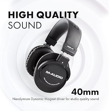 M-AUDIO BX3 Pair Bluetooth Studio Monitors Bundle with Headphones for Studio Recording, Music Production, Podcasting, Streaming