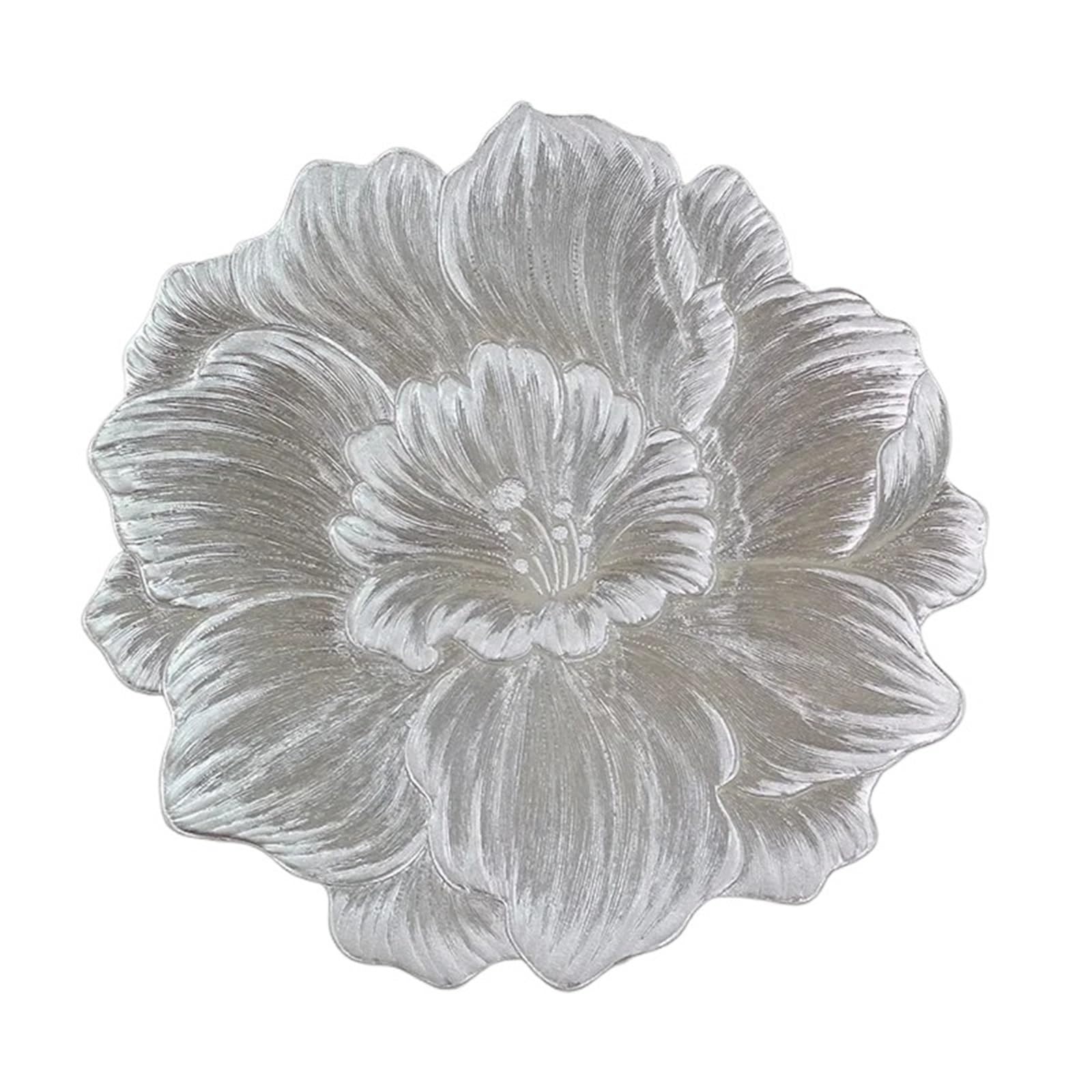 PVC Dining Table Mat 6/4pcs Creative Flower Shaped Placemat PVC Dining Table Decoration Mat Bowl And Plate Tableware Tea Coffee Cup Coaster(HA Silver,6pieces)