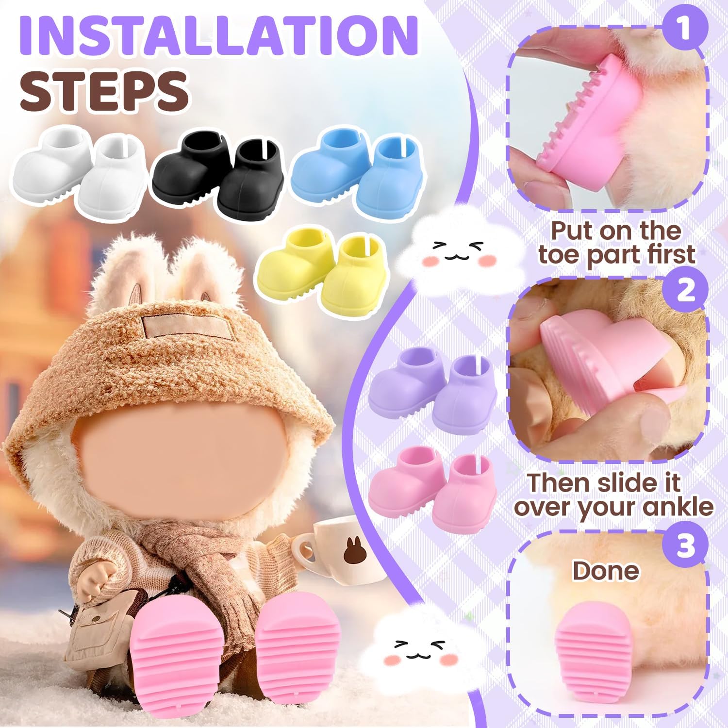 10 Pairs 17cm Doll Shoes,Silicone Mini Shoes,Vibrant Color Mini Boots 6.7in Doll Accessories