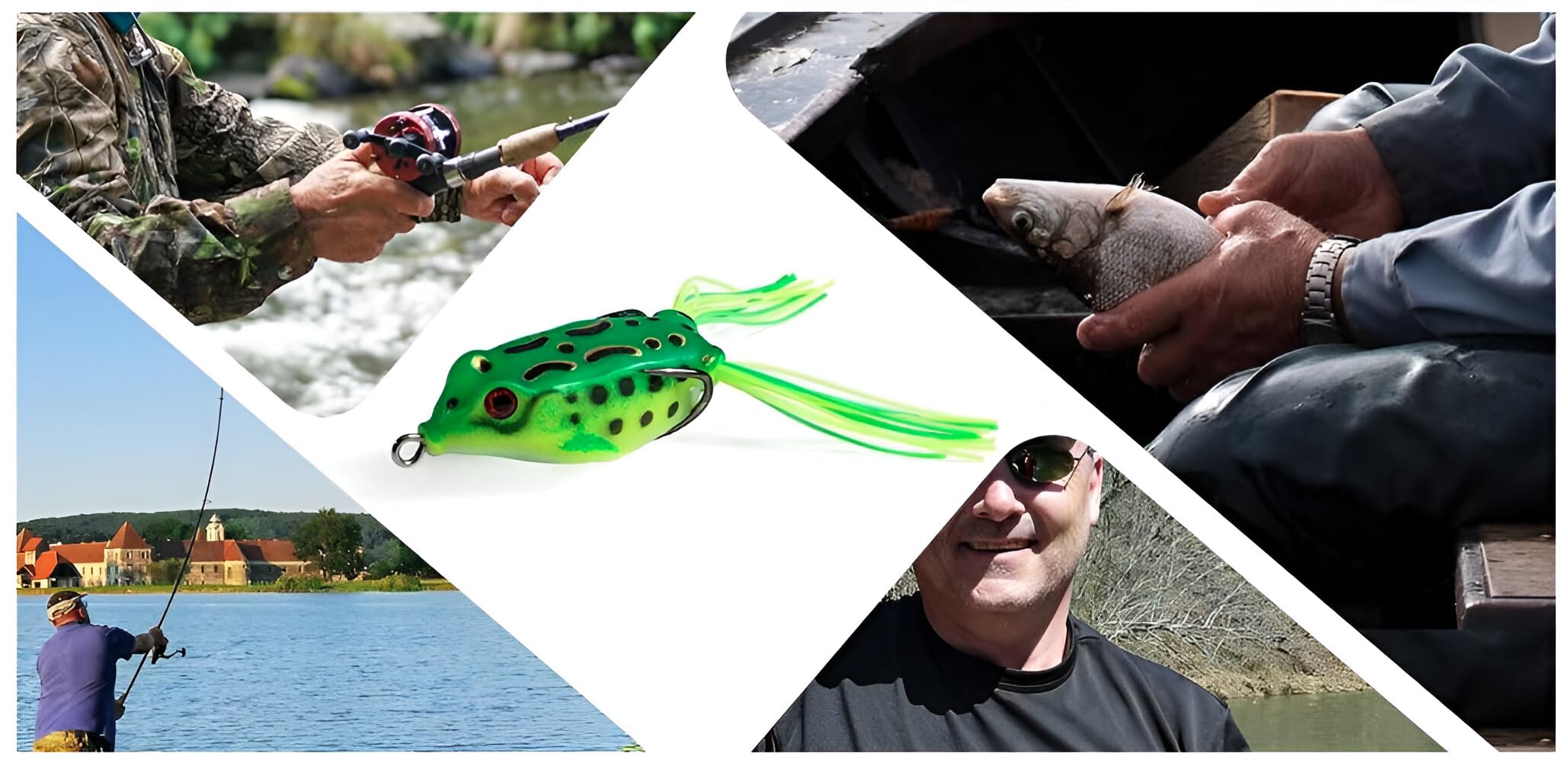 Soft Fishing Frog Lure Artificial Bait for Fishing Topwater Bass Trout Fishing Lures Realistic Prop Frog Soft Swimbait Floating Bait with Weedless Hooks for Freshwater Saltwater Pack of 1pcs 2