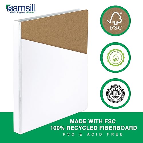 Vista 144 de Samsill Carpeta duradera de 1.5 pulgadas, fabricada en los Estados Unidos, carpeta de anillos en D, carpeta transparente personalizable, color Negro