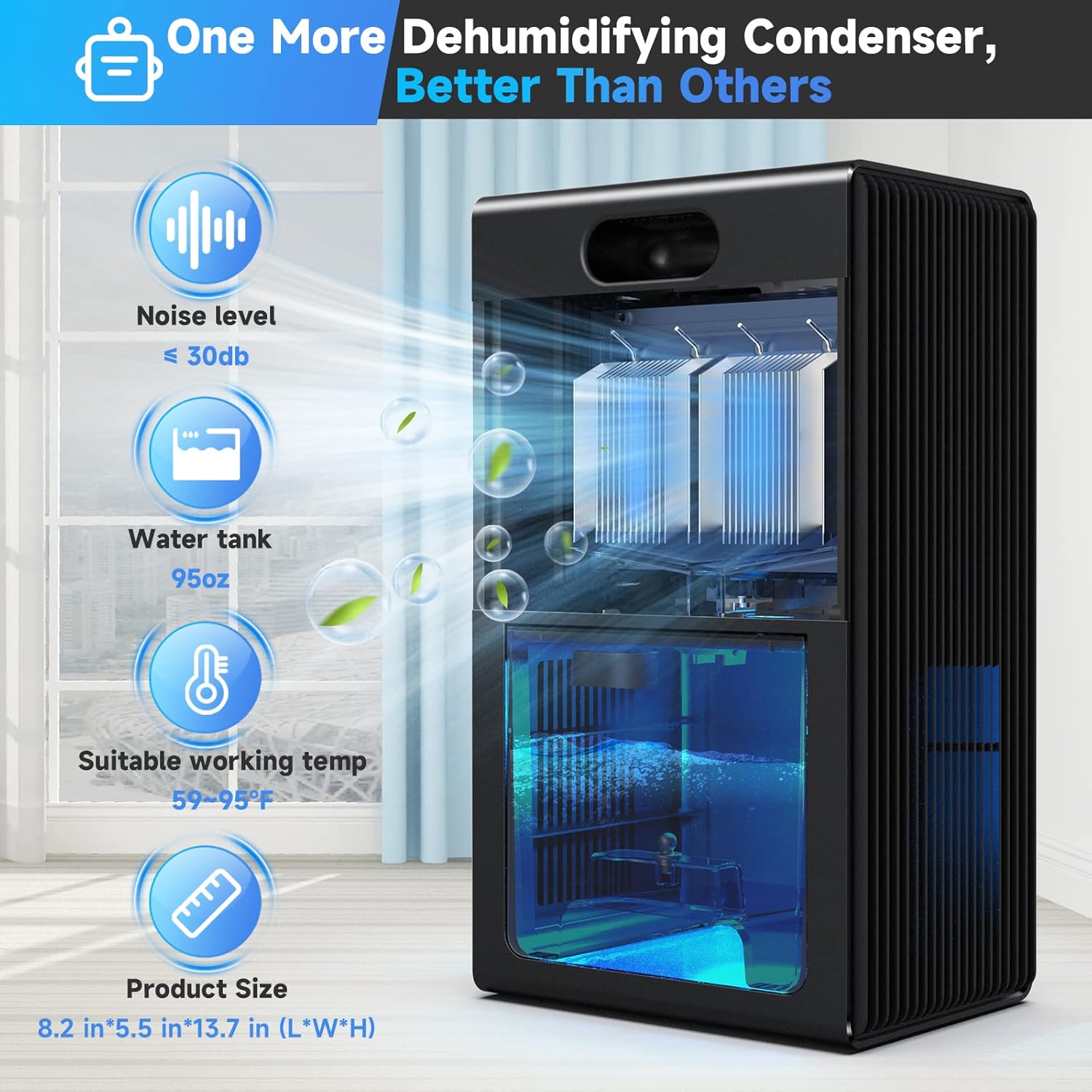 Portable and Quiet SIMSEN Dehumidifier for Home with Drain Hose, Ideal for Bedroom, Bathroom, Basements, Closet, and RV