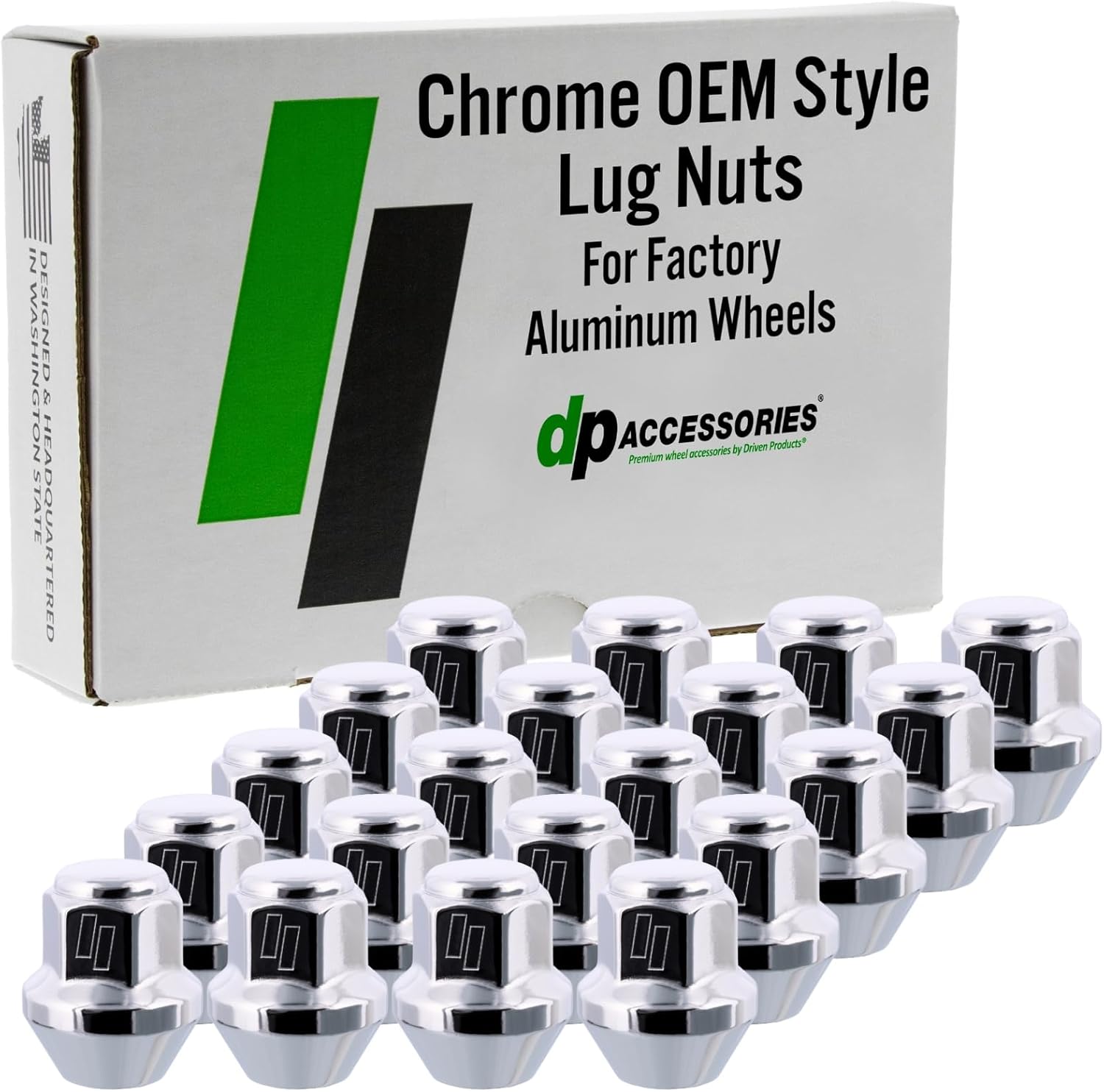 DPAccessories Lug Nuts Compatible with 2011-2014 Chrysler 200 | Chrome OEM Style | Factory Aluminum Wheels Only | Set of 20 Wheel Nuts | DCR20001F-CH/1