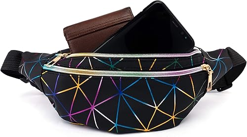 Miniatura 7 de 2 piezas holográficas negro oro azul rosa brillante plata púrpura Fanny Pack para mujeres gran linda cintura riñonera riñonera bolsa brillante para