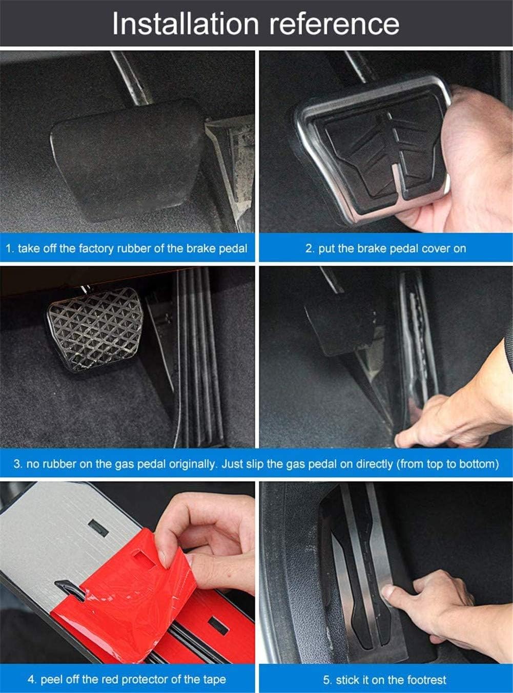 Autobro for BMW 2019 2020 330i G20 G21 Gas Brake Foot Pedal Cover Cap Footrest Pads Trim Kit Set No Drill Steel Car Interior Accessories