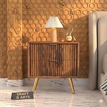 Wooden Bedside Table for Bedroom | HDMR Nightstand with 2 Drawers | Storage Side Table with HDMR Premium Wood Legs for Living Room Hotels | Compact Lamp table Home Decor Furniture | Honey Finish