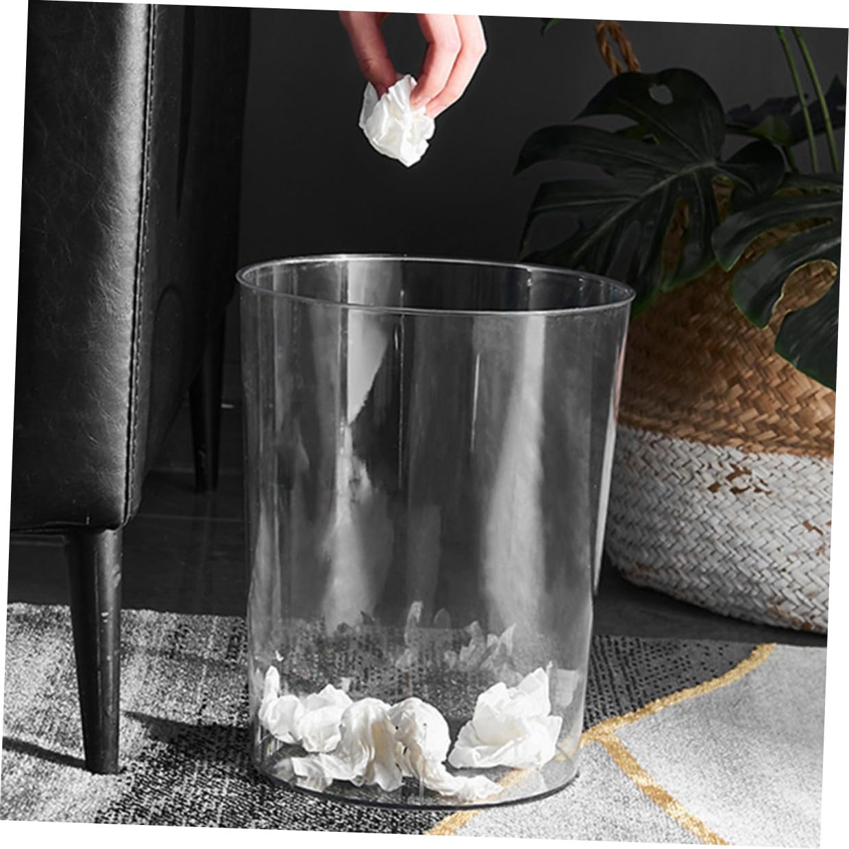 Toyvian Bidone della Spazzatura Domestico Trasparente in Plastica Resistente Antiscivolo, Cestino per Rifiuti da Ufficio e Camera da Letto, Secchio per Carta per Bagno, Casa e Ufficio,