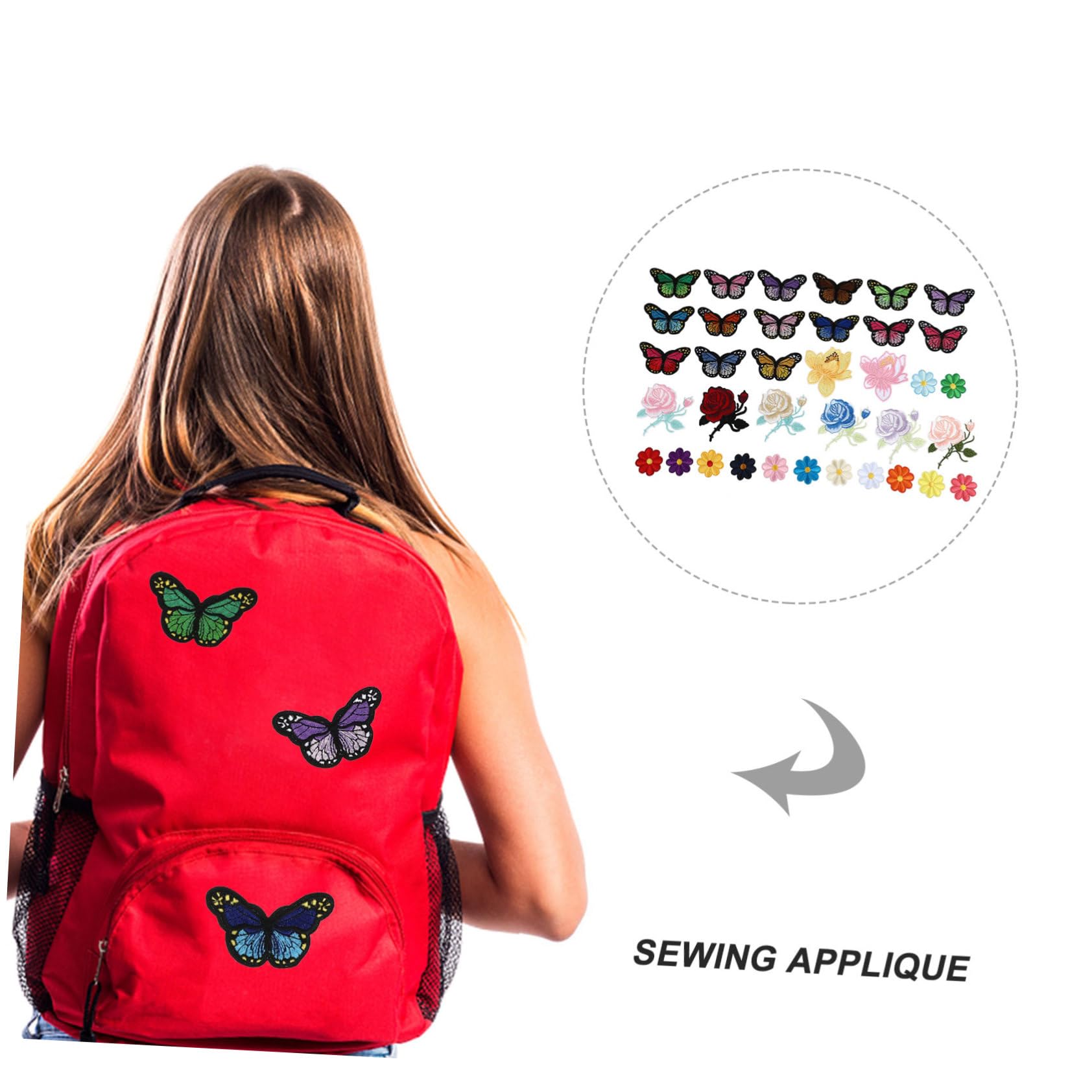 DOITOOL 2 Set Toppe Ricamate Decorative Per Abbigliamento Farfalle E Adesivi Termoadesivi Per Jeans Vestiti Articoli Fai Da Te Facile Da Applicare Cucitura 36 Pezzi*2