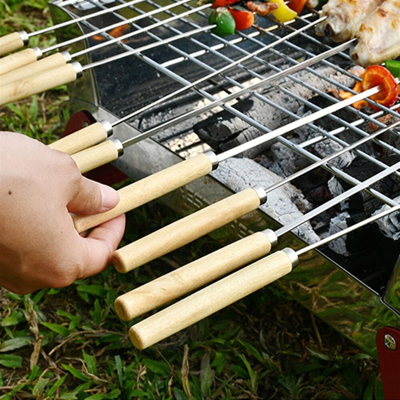 Grillowane ognisko， Szpikulce do kebaba, 20 szt. grilla ze stali nierdzewnej, igła, patyczek, akcesoria kuchenne domu, narzędzia