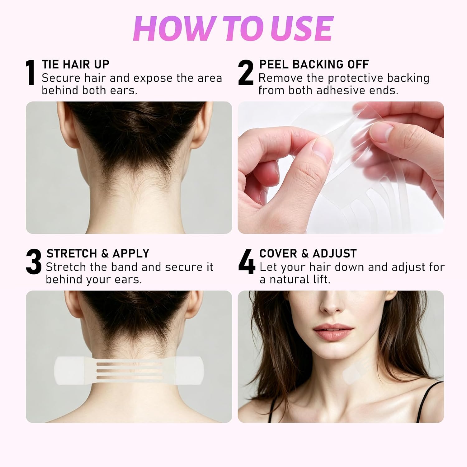 6+80PCS Neck Lift Tape, Invisible Neck Lifting Tape Jawline Tightening Strips, Ultra Thin Breathable Waterproof Skin Tone Adhesive Patches for Neck Contouring & Skin Firming