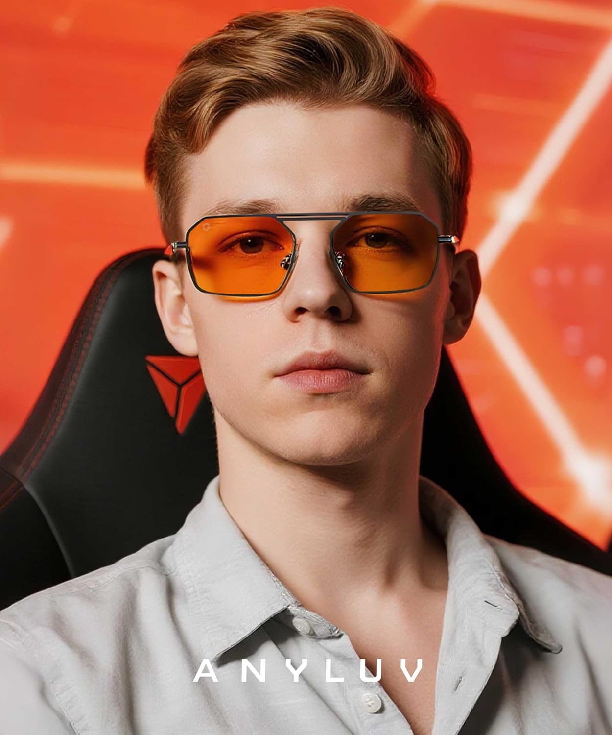 ANYLUV Blue Light Glasses Men Women, Eye Protection Glasses for Gaming, Metal Blue Light Blocking Computer Lens for Men