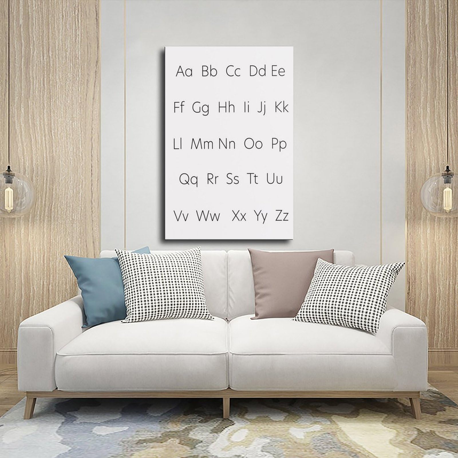 Alphabet Apprentissage et éducatif Peinture décorative sur toile pour chambre d'enfant Décoration de chambre à coucher, bureau, chambre, cadeau 40,6 x 61 cm (L x l)