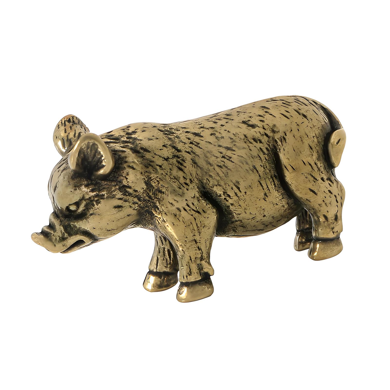 PANGBOER Antiqued Brass Pigs Miniature Figurine Home Decors Ornament with Detailed Carving for Living Room Tabletop Display Little Pigs Sculpture