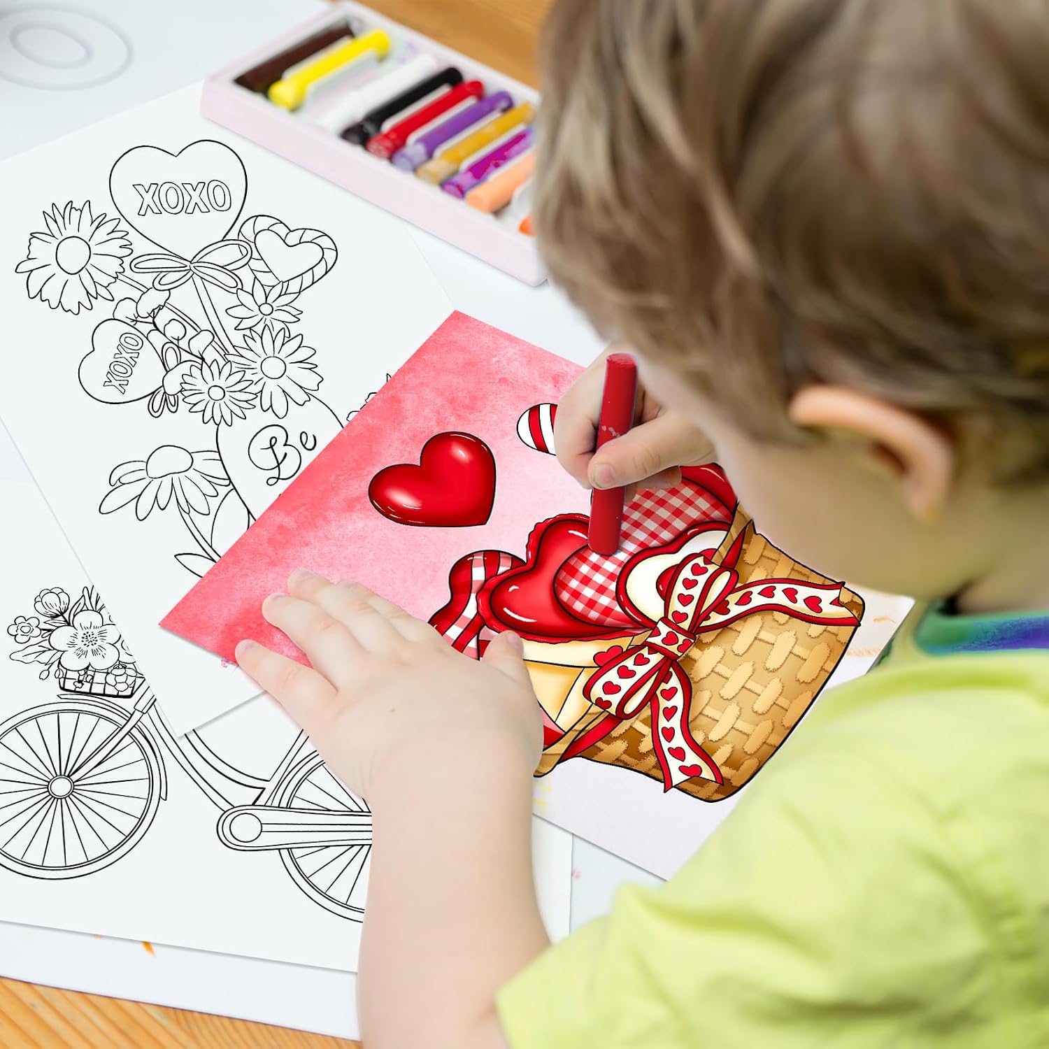 COCHIE 36PCS 8x10 Inches Valentine's Day Coloring Pages for Kids, Bulk Color Your Own Valentine Paper Crafts Classroom Activities Party Favors, Small Coloring Sheets Valentines Gifts image 4