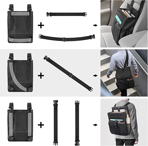 Miniatura 8 de YOOFAN Organizador de asiento delantero de automóvil con bolsillos de almacenamiento para computadora portátiltableta, organizador de asiento de