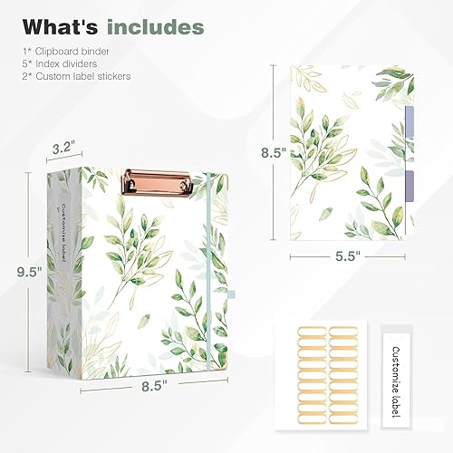 Miniatura 326 de Ospelelf Mini 3 Ring Binder, 2 Inch, Cute Pink Marble Binder for 5.5" x 8.5" with 5 Tab Dividers, File Folder Labels and Low Profile Clipboards