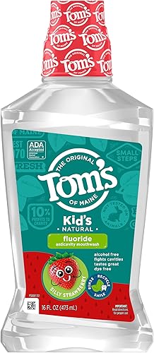 Miniatura 8 de Tom's of Maine Enjuague bucal anticaries con flúor para niños, sabor fresa Silly Strawberry, 16 onzas líquidas (paquete de 6) (el embalaje puede