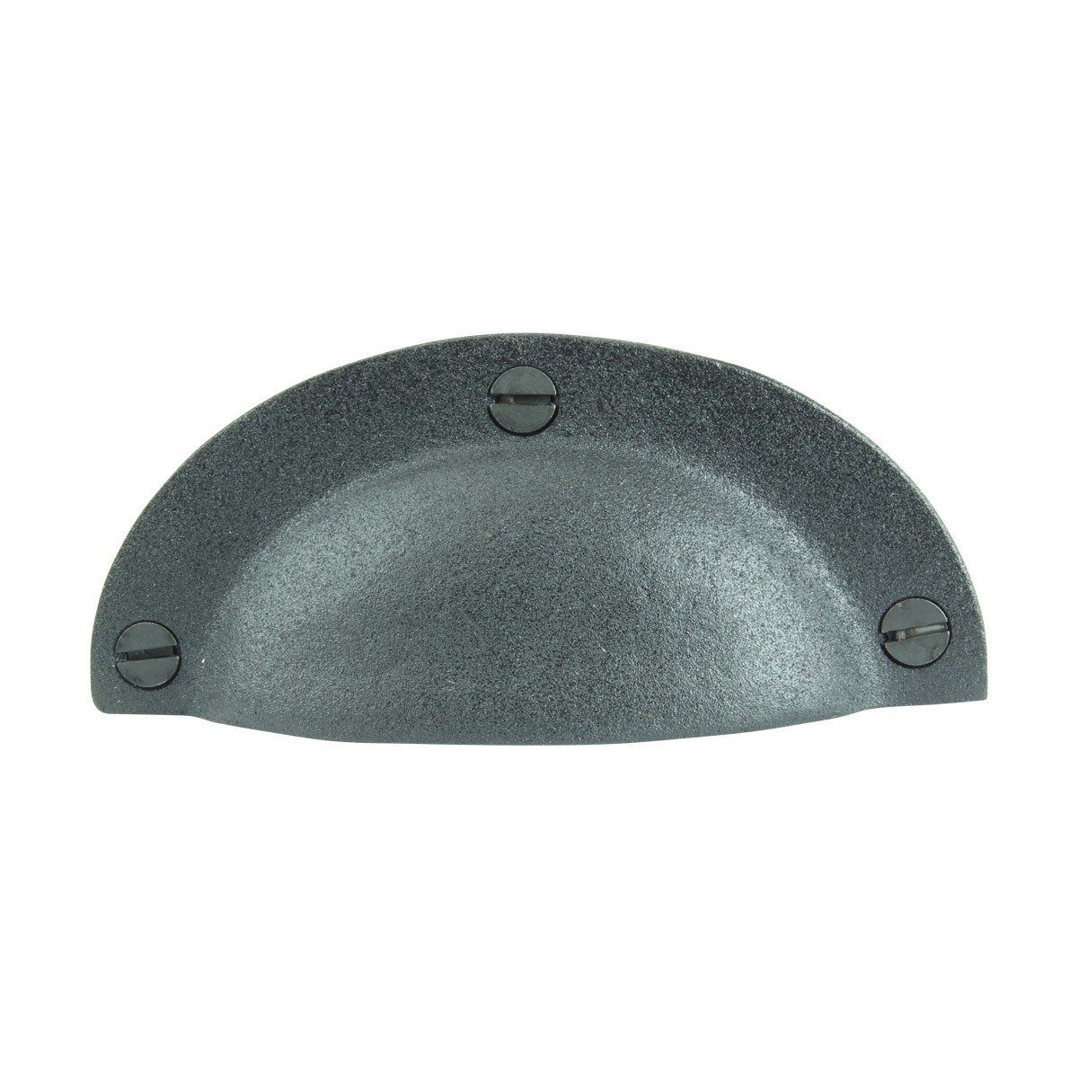 Renovators Supply Manufacturing Black Cabinet Drawer Cup Bin Pull 4" W x 1.75" H Antique Wrought Iron Kitchen Cabinet Dresser Door Handles 3.5" Boring Rust Resistant Pulls with Hardware