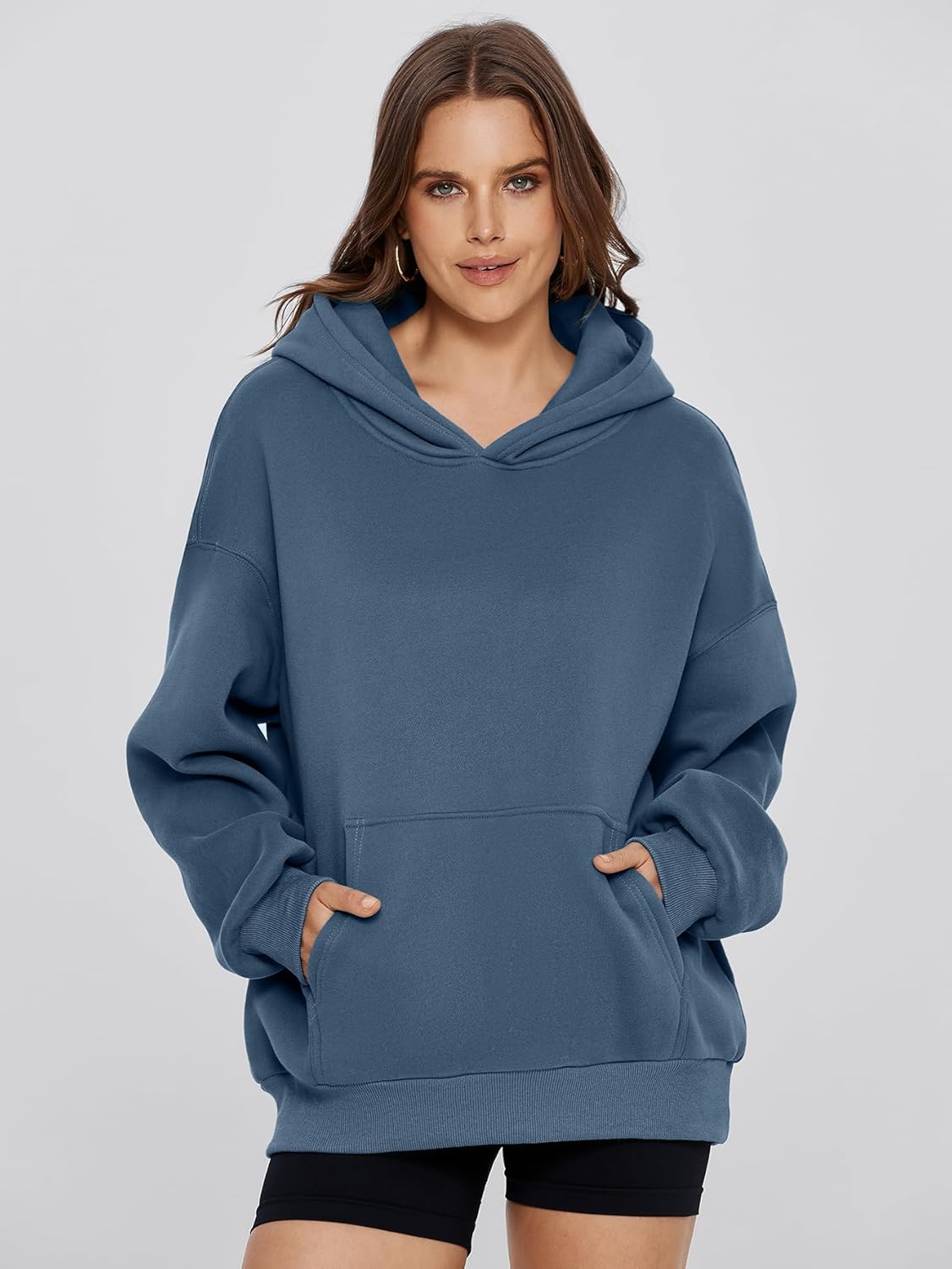 Glamaker Women's Oversized Essentials Hoodies Fleece Sweatshirts Fall Long Sleeve Sweater Pullover Hoodie With Pocket - Image 4