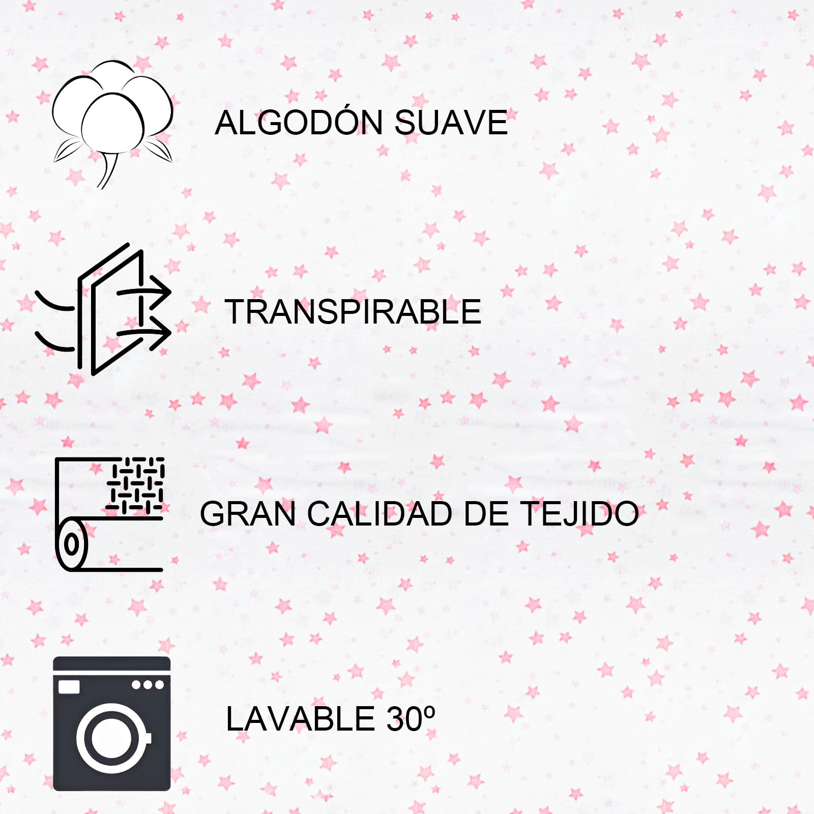 various Juego de Sábanas para Cuna Bebé 60x120 cm, 100% Algodón Extra Suave, Incluye Bajera Ajustable, Encimera y Funda de Almohada, Ropa de Cama Infantil Transpirable Estampado Luna Rosa/Blanco
