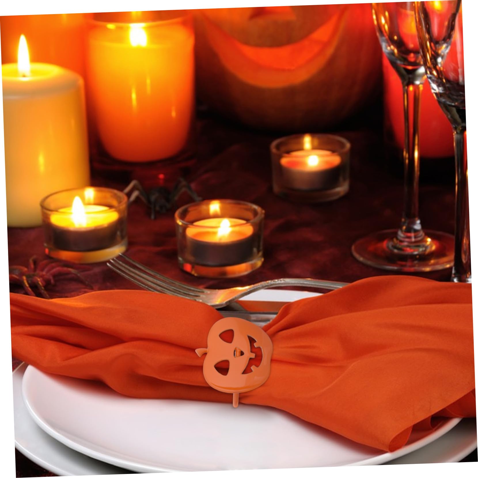 12pezzi Portatovaglioli a Forma Di Cranio Arancione Anelli Per Tovaglioli Decorativi Per Feste Di Halloween Per Ristoranti e Hotel Confezione