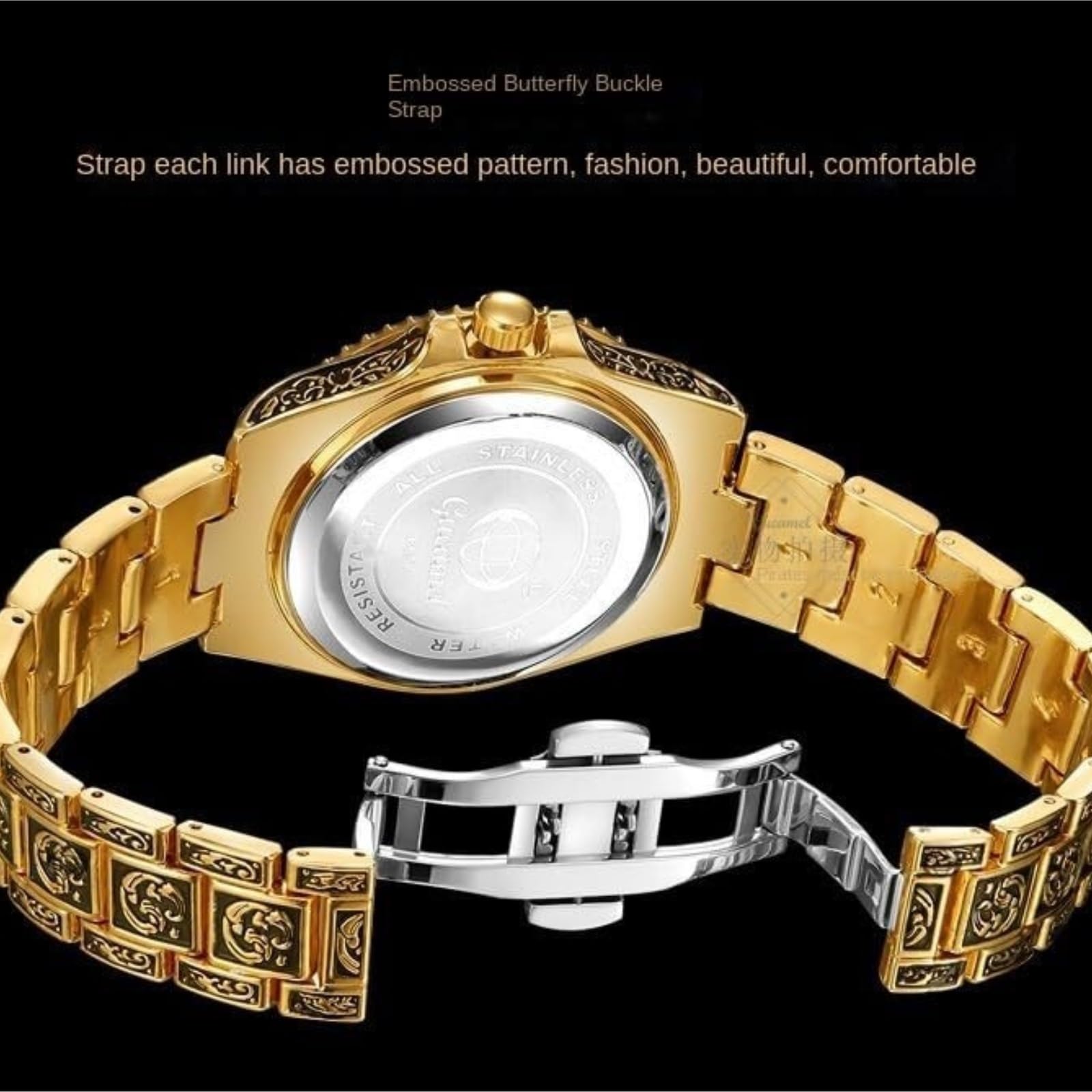 Zegarki Męski szkieletowy automatyczny zegarek ze stali nierdzewnej 43 mm, grawerowana tarcza retro smartwatch