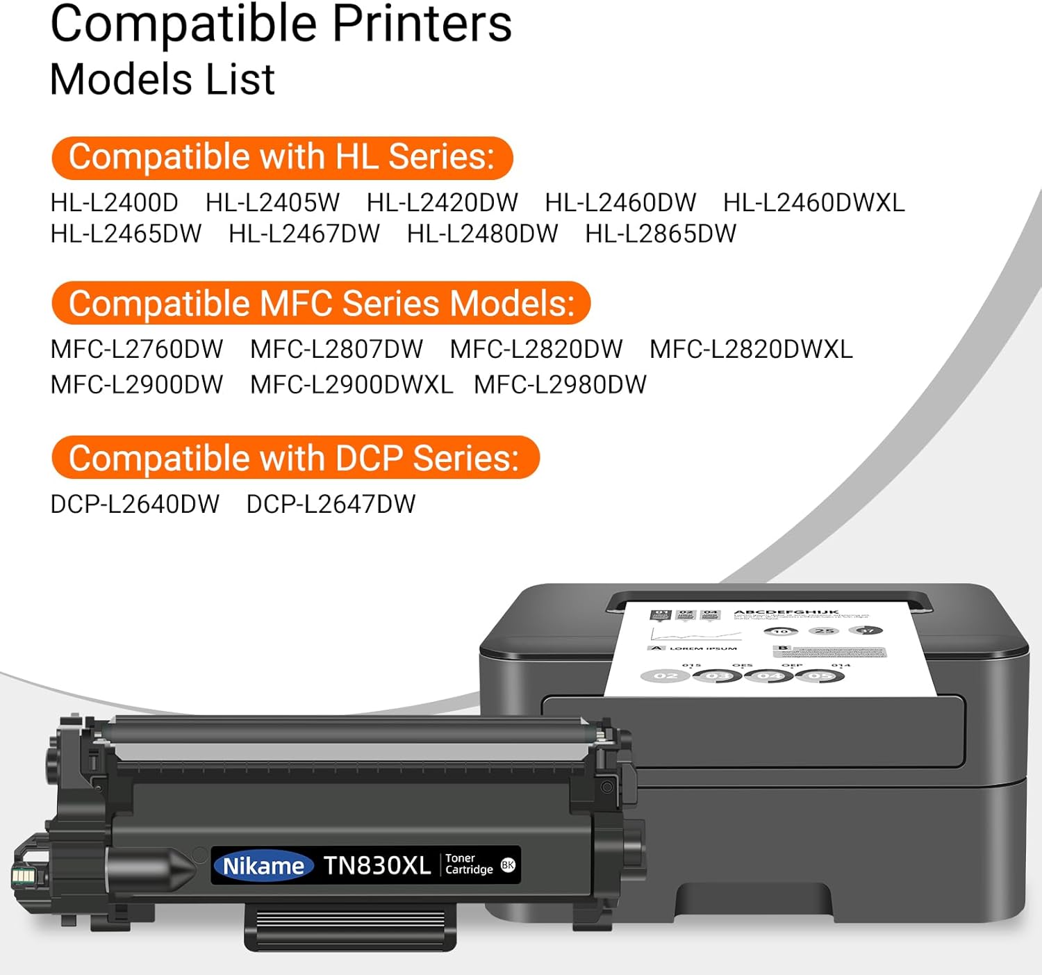 Compatible TN830XL Toner Cartridge, High Yield 3500 Pages, 2-Pack Black TN830 Toner Replacement for Brother HL-L2460DW DCP-L2640DW HL-L2480DW HL-L2400D MFC-L2820DW MFC-L2900DW HL-L2405W