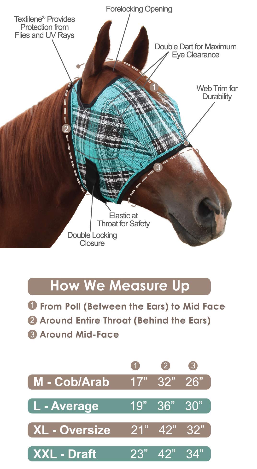 Folgtek Masque Anti-Mouches avec Oreilles pour Chevaux, Protection UV