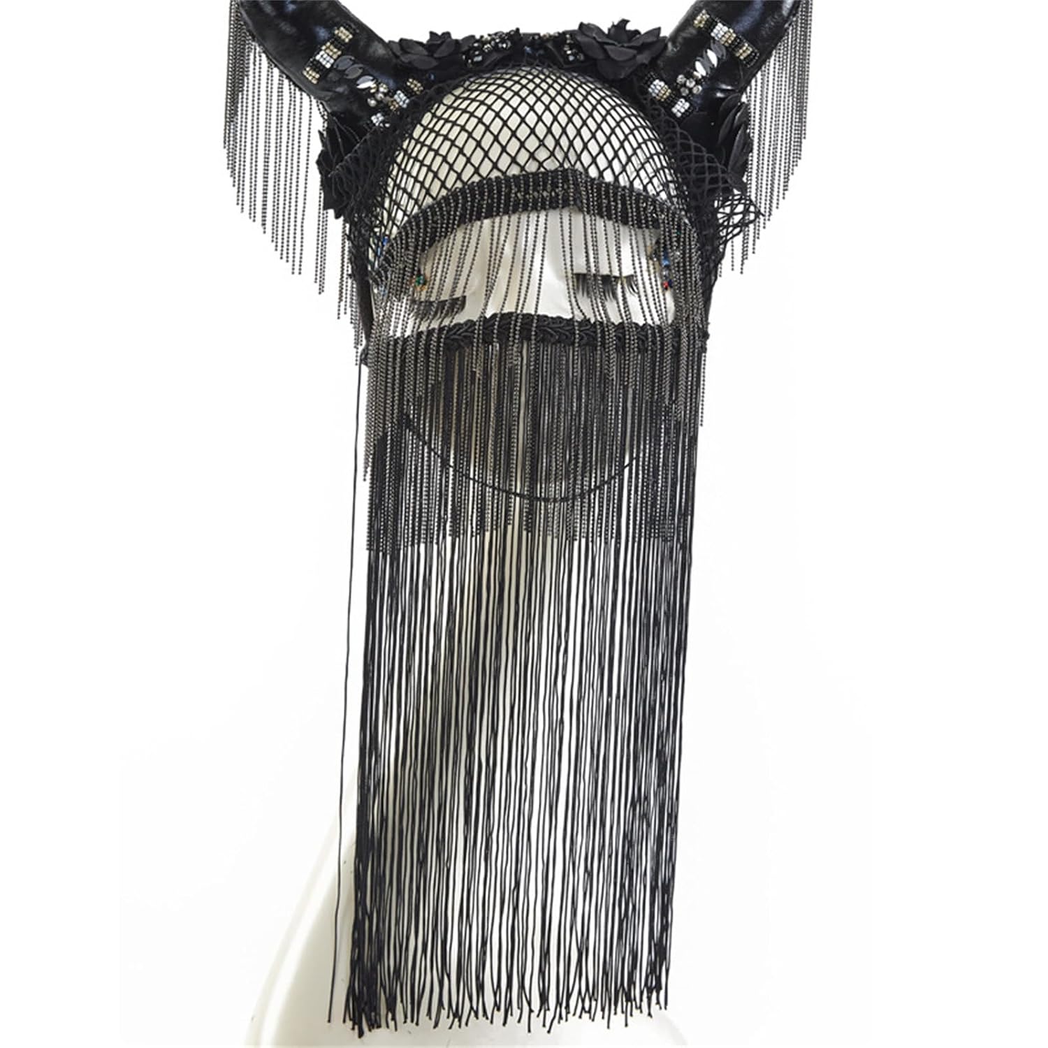 Devil Horns Headband Chain for Women Fringes Masquerade Antelope Headband Halloween Horn Headwear Chain for Women Fringes Masquerade
