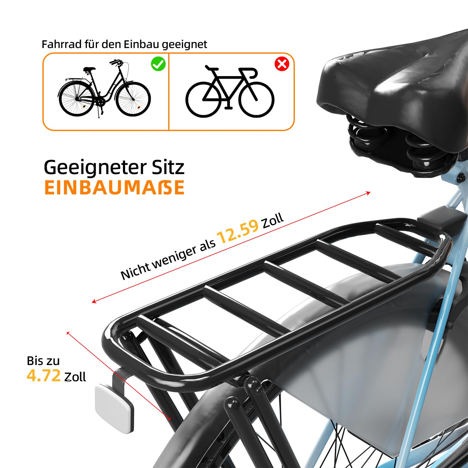 XIEEIX Siège de vélo arrière pour enfant, protection à 360°, montage arrière, siège arrière de vélo réglable en largeur, convient à la plupart des cadres arrière de vélo