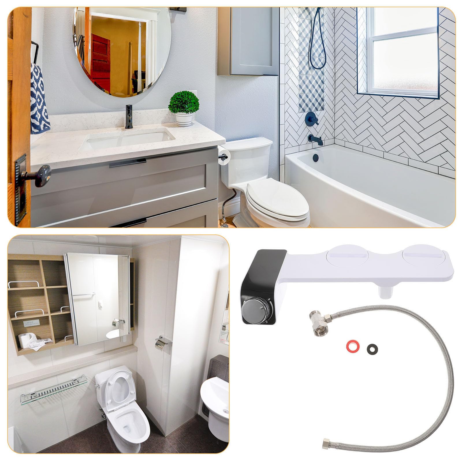 Bidet Amovible pour Toilettes à Double Buse Auto-nettoyante