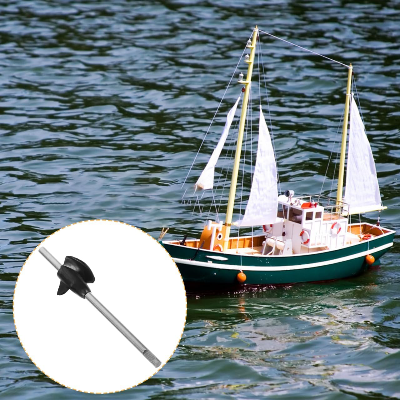 Wakauto Rc Boat Propeller with Rod Remote Control Boat Air Screw Replacement Part Metal Propeller for Fishing Rc Boats Rc Parts and Accessories Easy Installation image 3
