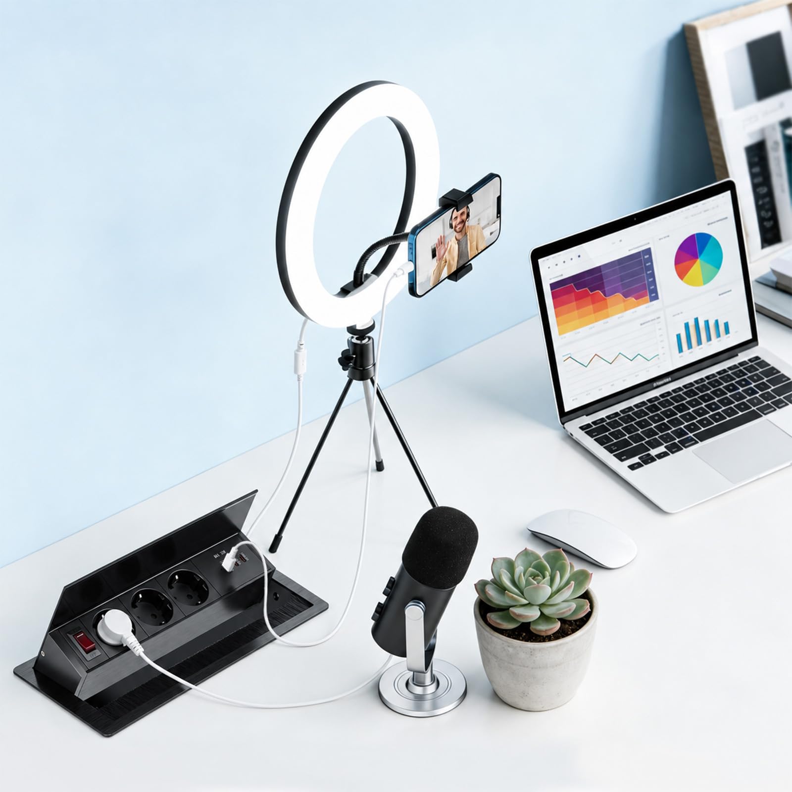Ciabatta elettrica da incasso, a scomparsa, 2 x USB-C PD 30 W + 1 x USB-A, presa da incasso in alluminio con interruttore, per piano di lavoro, cucina, ufficio e sala conferenze, cavo da