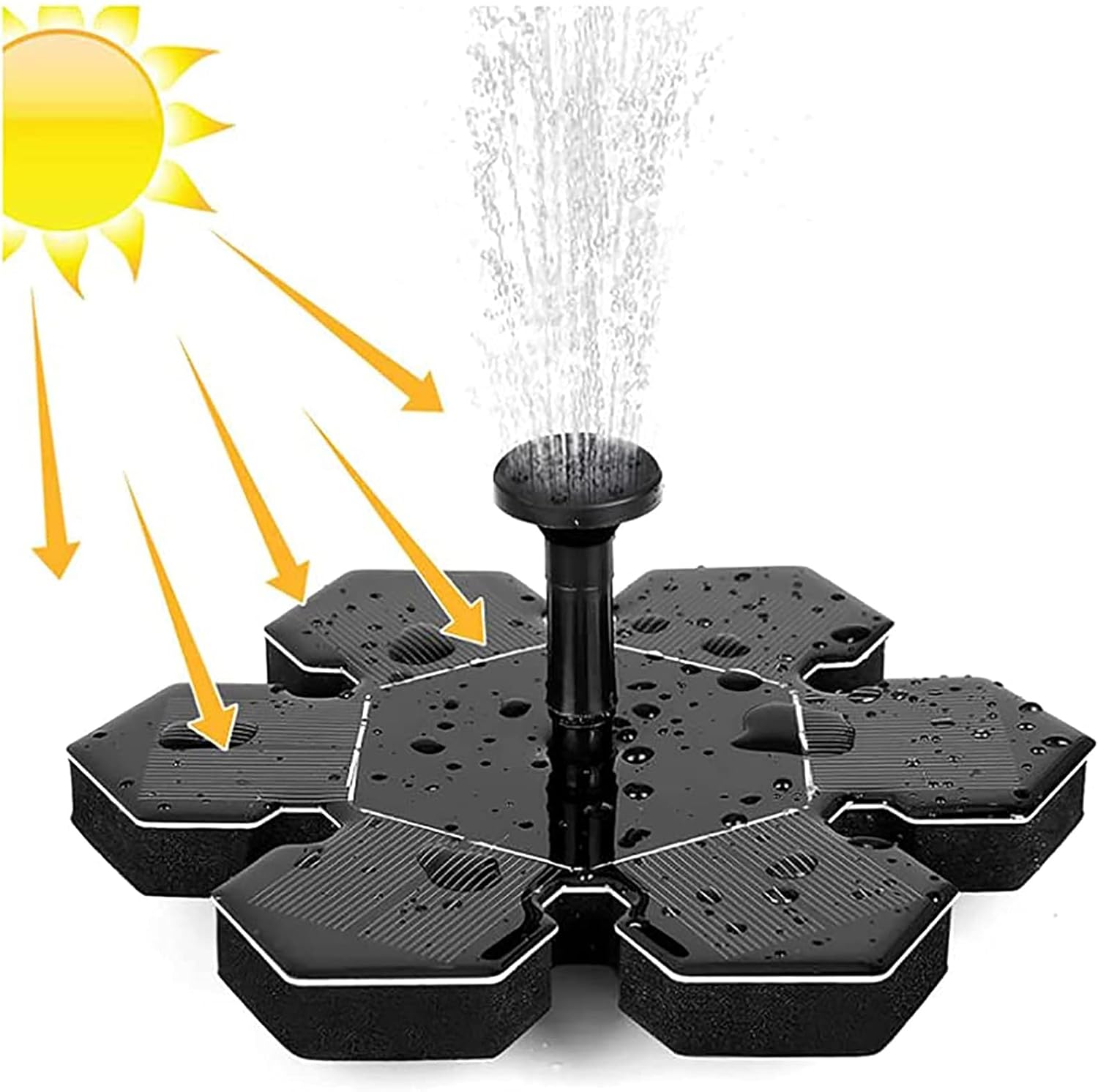 Bird Bath Solar Fountain Pump 1.4W Solar Water Fountain Floating Free Standing Solar Pond Pump with 4 Different Nozzles Outdoor Garden Solar Fountain No Electricity Required-1.4w 20.5cm(8inch)