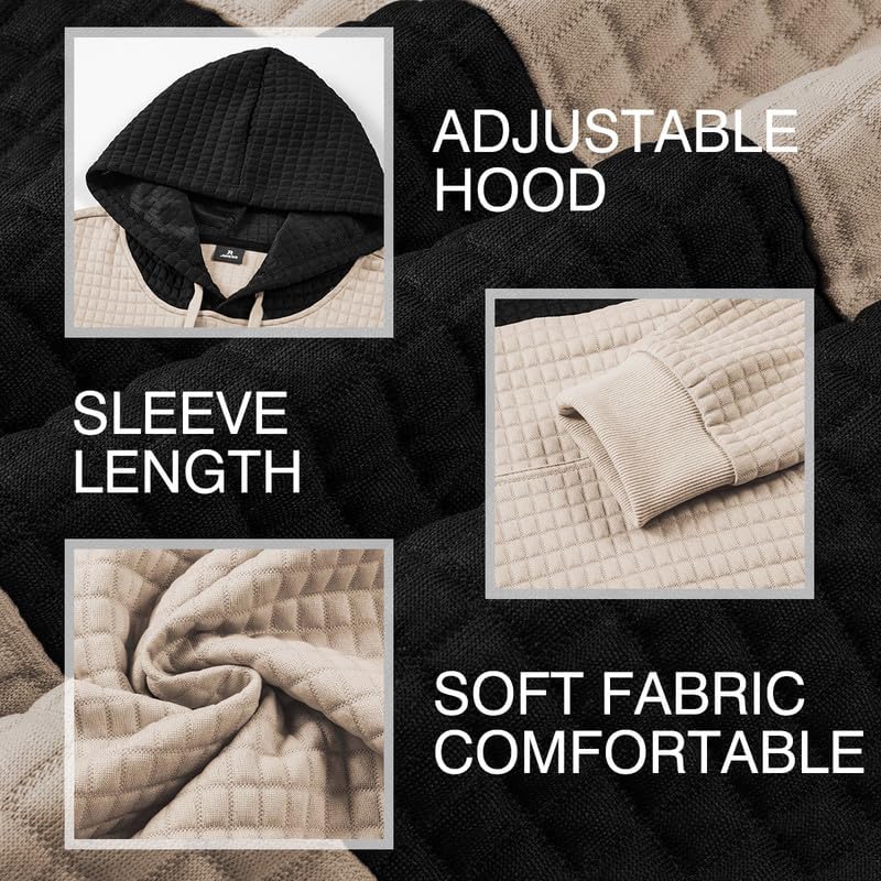 Men's Casual Sweatshirts Long Sleeve Drawstring Color Block Pullover Graphic Hoodies with Pockets - Image 6