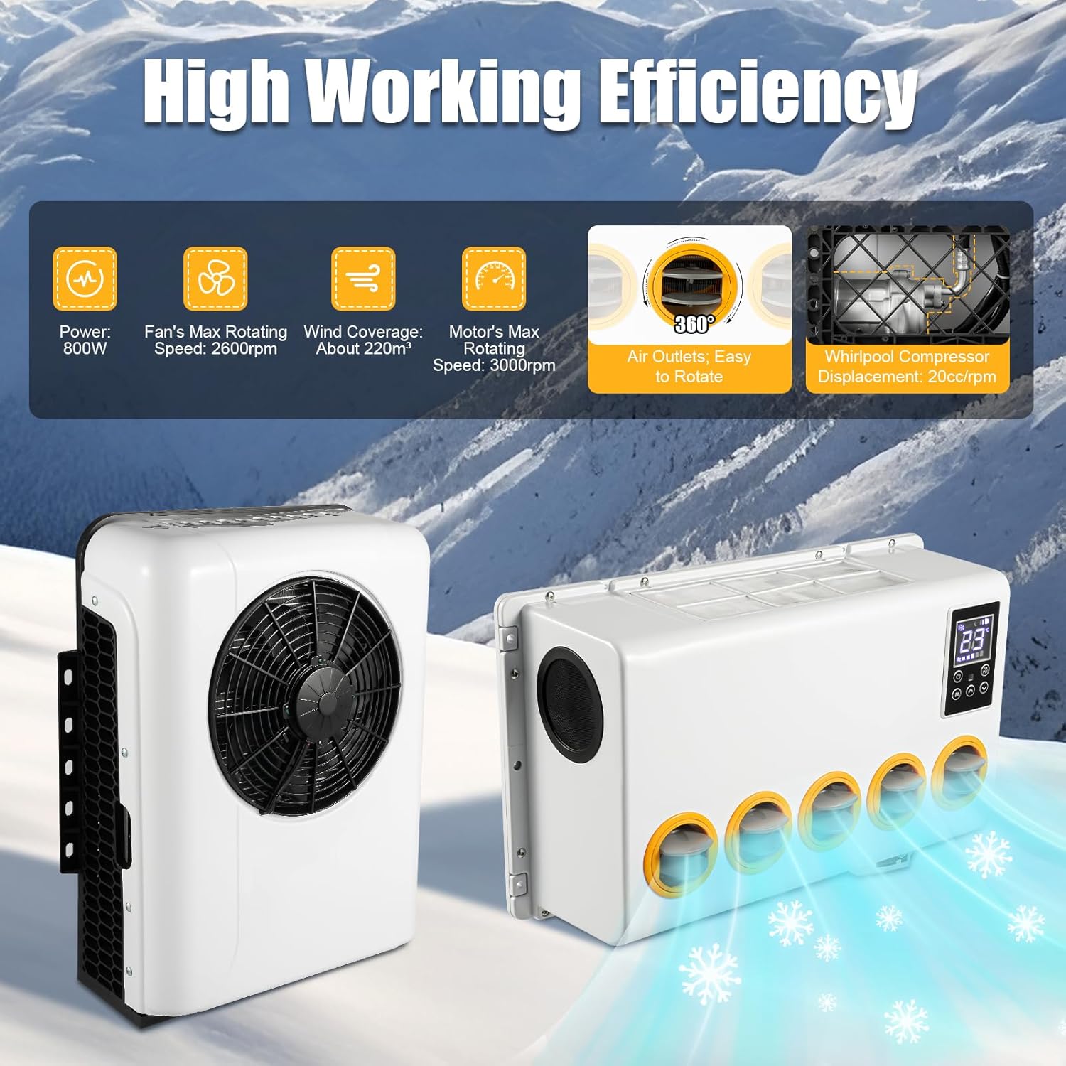 Zivisamt 12V DC Split Air Conditioner High Working Efficiency